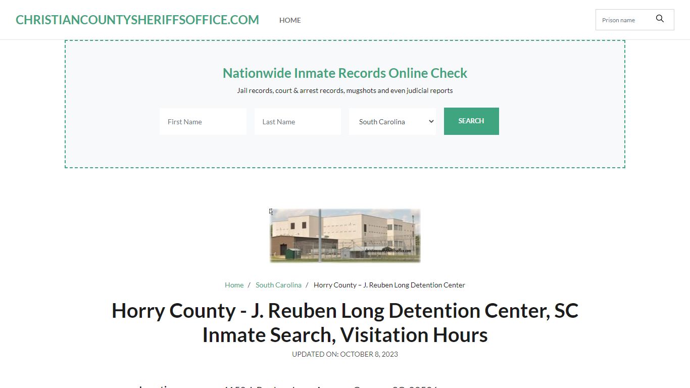 Horry County - J. Reuben Long Detention Center, SC Inmate Search ...