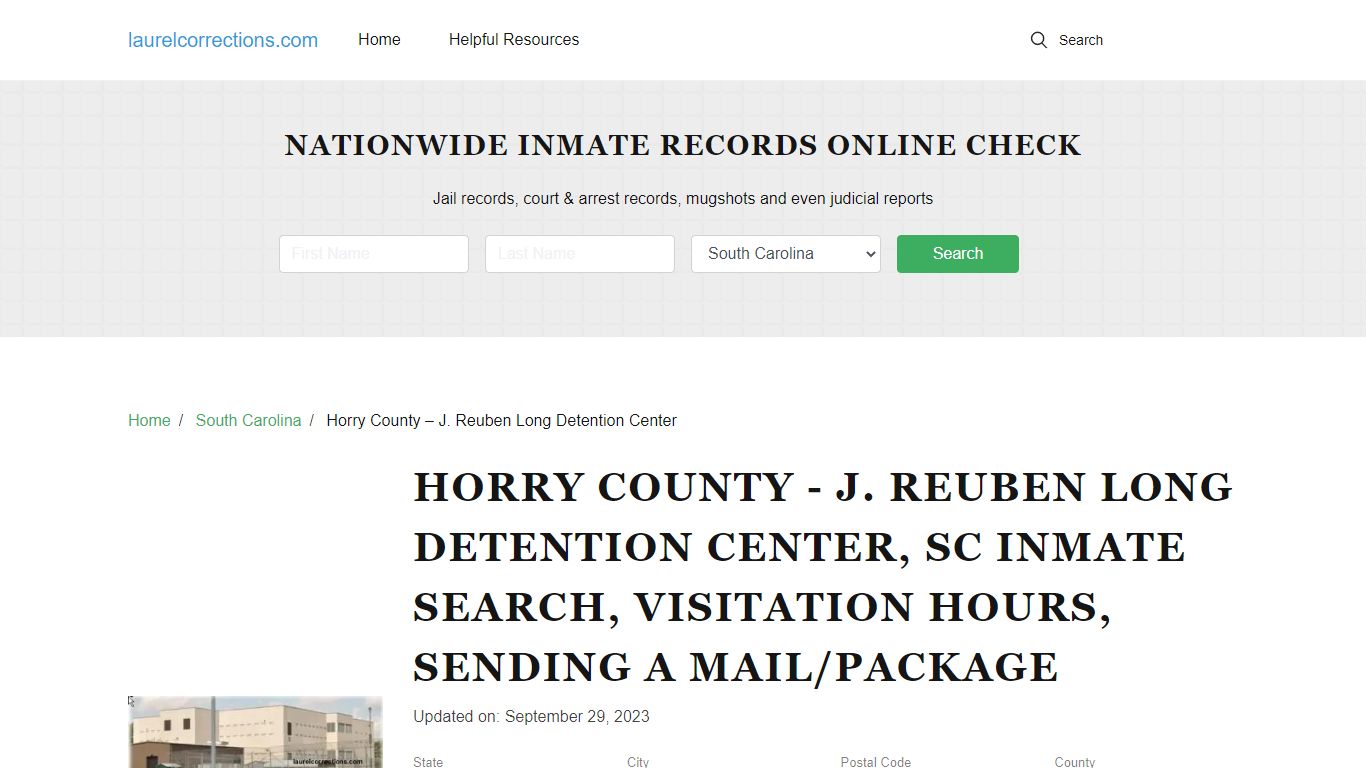 Horry County - J. Reuben Long Detention Center, SC Inmate Search ...